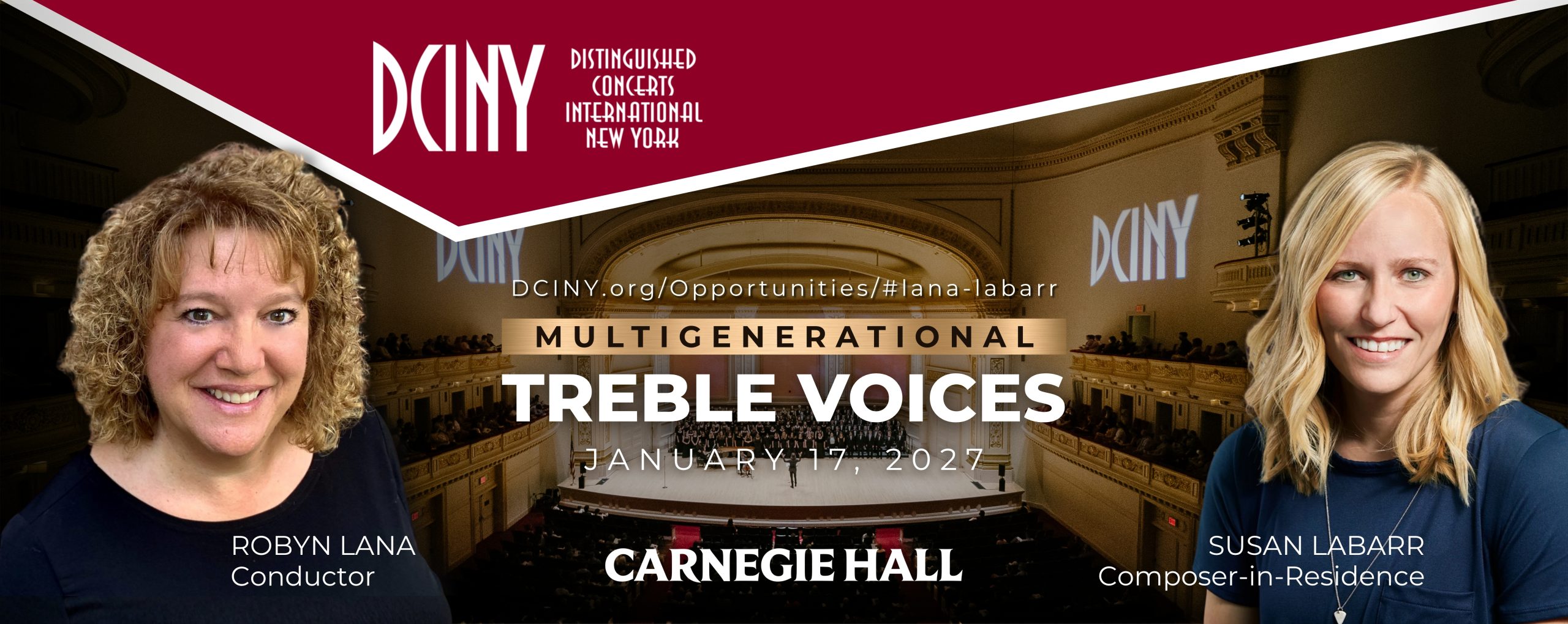 Join Robyn Lana and Susan LaBarr at Carnegie Hall, January 2027